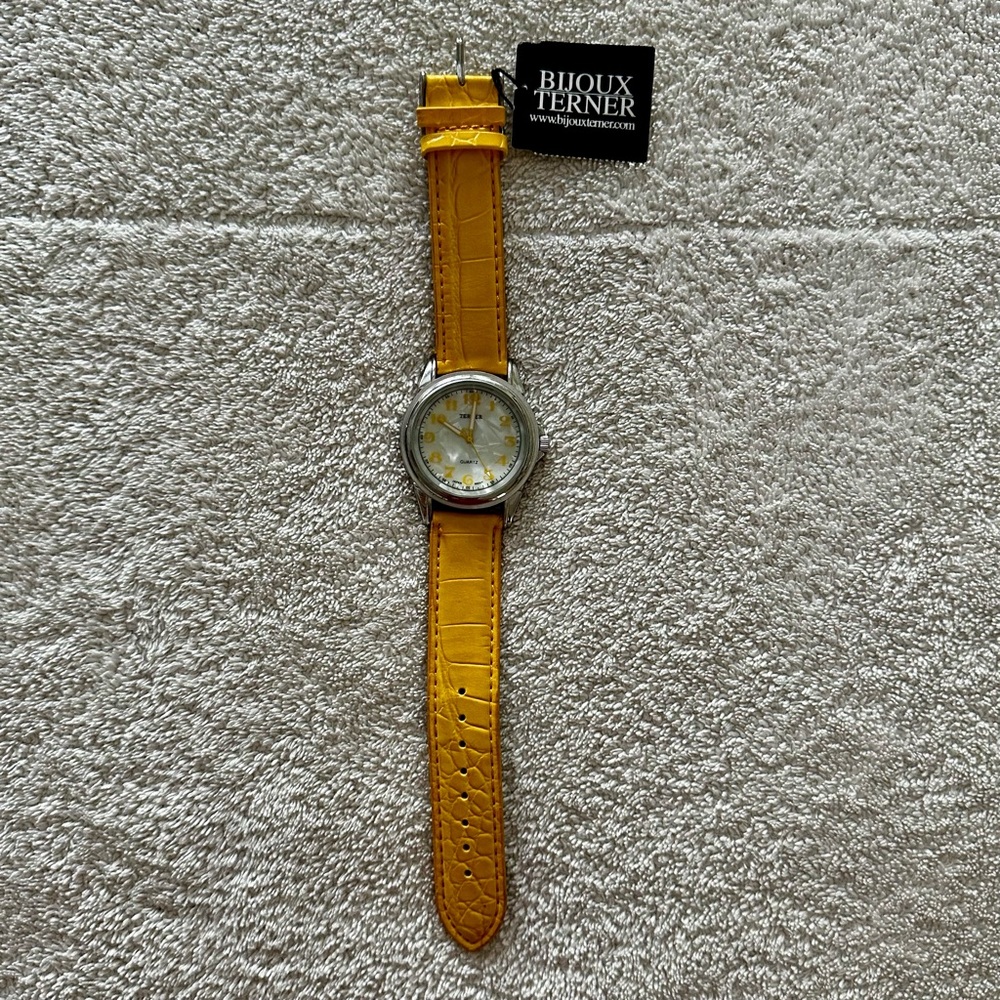 NEW NWT Bijoux Terner Yellow Wristwatch Quartz Analog Watch